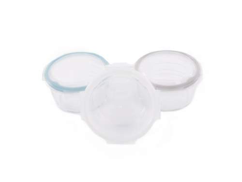 Bo Jungle skleněné misky s víčky B-GLASS BOWLS 280ml White/Grey/Blue