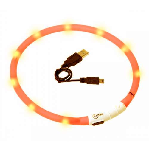 Karlie LED světelný obojek oranžový obvod 20-75cm KF-64904