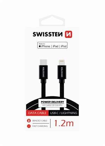 SWISSTEN datový kabel USB-C / Lightning MFi 1,2 m - black