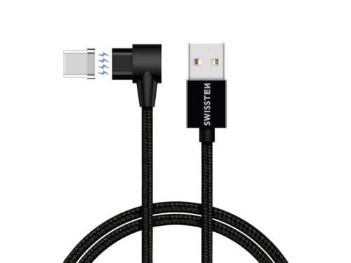 Swissten Arcade magnetický textilní datový kabel USB / USB-C 1,2m černý 71528100