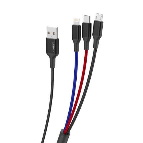 Dudao 3v1 USB kabel - Lightning / USB typu C / micro USB 5 A 38 cm černý (L10pro)