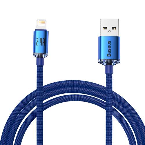Baseus Crystal Shine odolný opletený kabel USB / Lightning 2.4A 2m blue