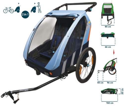 Přívěs / vozík za jízdní kolo Bellelli Trailblazer pro 1/2 děti - světle modrý