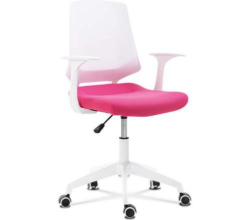 Autronic Kancelářská židle, sedák růžová látka, bílý PP plast, výškově nastavitelná KA-R202 PINK