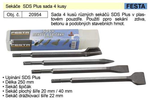 FESTA 20954 250mm 4-dílná Sada sekáčů SDS+