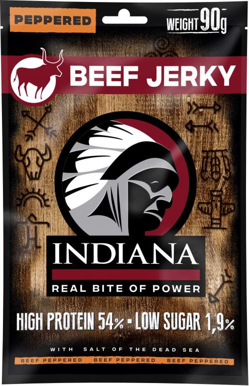Indiana sušené maso Jerky hovězí Peppered ZIP 90g
