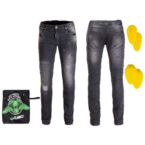Pánské moto jeansy W-TEC Komaford Barva tmavě šedá, Velikost 3XL