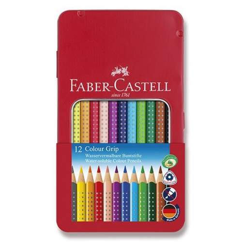 Pastelky Faber-Castell Grip 2001 plechová krabička, 12 barev