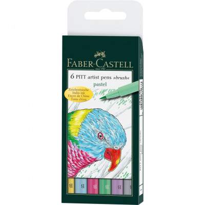 Popisovač Faber-Castell Pitt Artist Pen Brush 6 ks, pastelové barvy