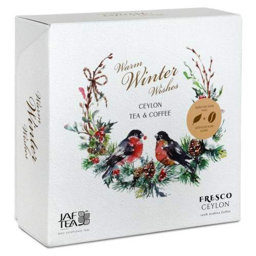 JAFTEA Warm winter wishes kolekce černého sypaného čaje a zrnkové kávy 80 g