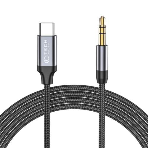 Tech-Protect Ultraboost kabel USB-C / 3.5mm jack 1m, černý