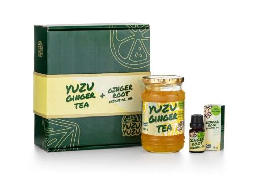 YuzuYuzu Immunity box pro zdraví a pohodu (Yuzu Ginger Tea + 100% Ginger root Essential Oil, 10 ml) 500 g