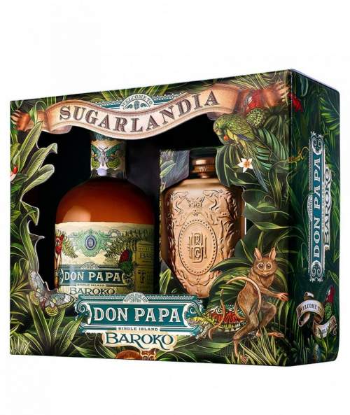 Don Papa Baroko & Hip Flask Gift Box 40,0% 0,7 l