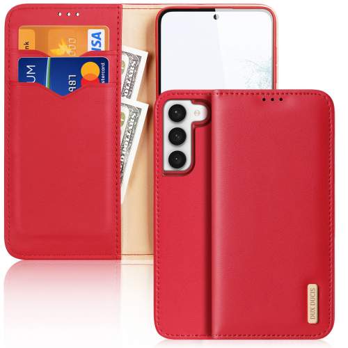 Pouzdro Dux Ducis Hivo pro Samsung Galaxy S23 flip cover stojánek na peněženku RFID blocking červená
