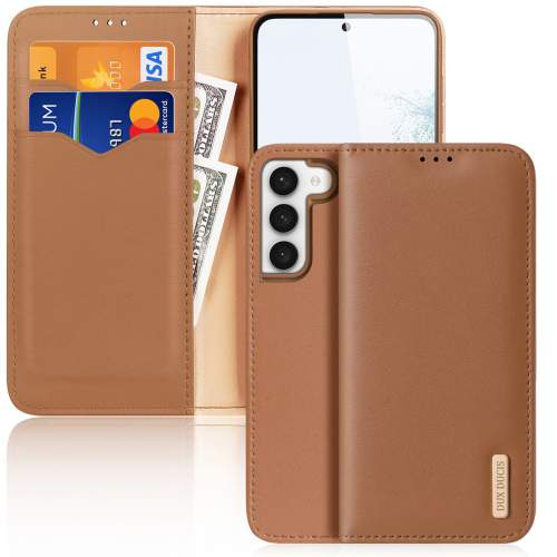Dux Ducis Hivo pouzdro Samsung Galaxy S23+ flip cover stojánek na peněženku RFID blokování hnědé