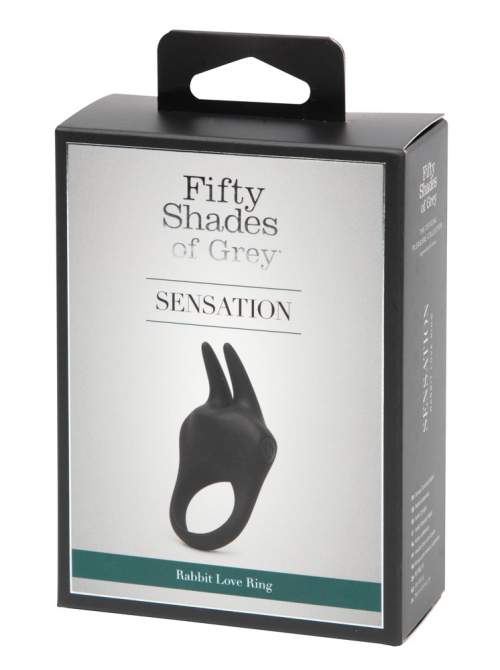 Fifty Shades of Grey - vibrační kroužek na penis se zajíčkem Sensation (černý)