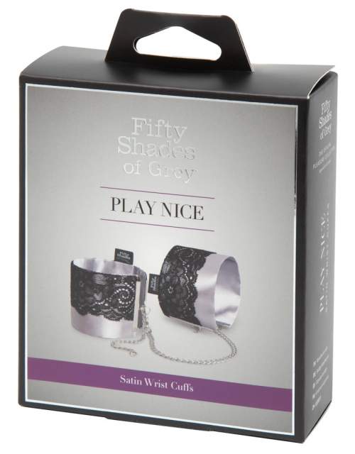 Fifty Shades Play Nice - Satin Handcuffs (Black-Silver)