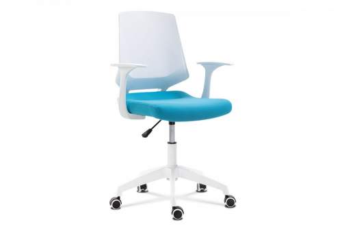 Autronic Kancelářská židle, sedák modrá látka, bílý PP plast, výškově nastavitelná - KA-R202 BLUE AKCE