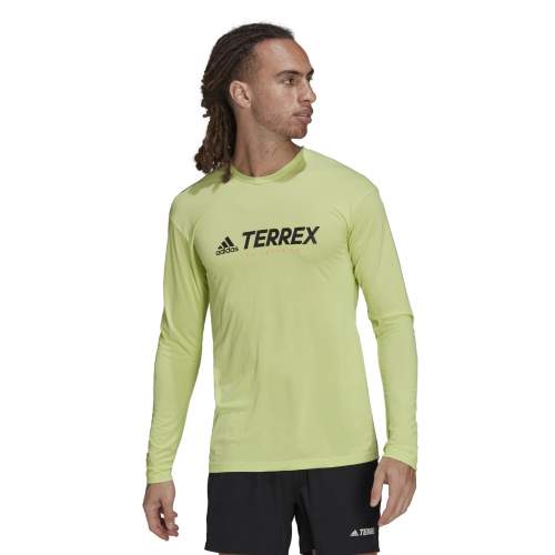 Sportovní dlouhý rukáv adidas TERREX Trail zelená barva, s potiskem