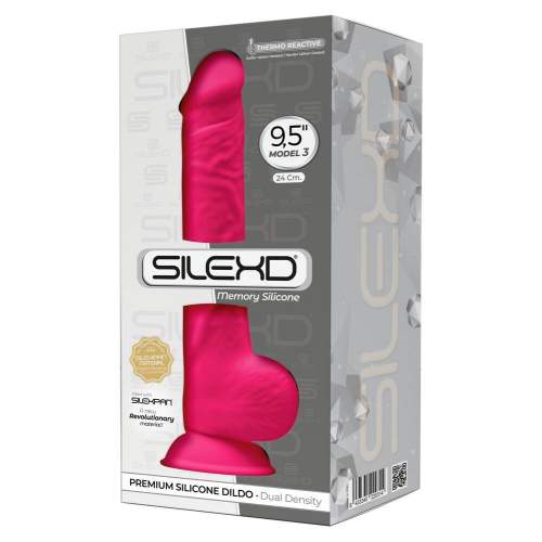 Realistické dildo z paměťového silikonu SILEXD Model 3, růžové