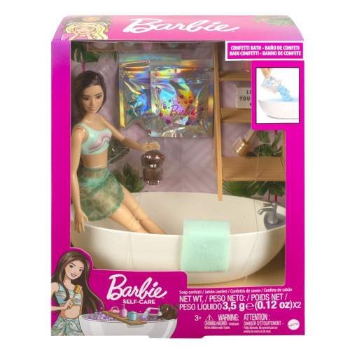 Mattel Barbie Panenka a koupel s mýdlovými konfetami Brunetka HKT93