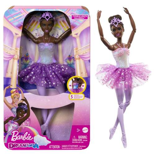 Mattel Barbie Svítící magická baletka s fialovou sukní HLC26