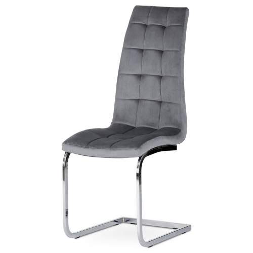 Autronic Jídelní židle, potah šedá sametová látka, kovová chromovaná podnož DCL-424 GREY4