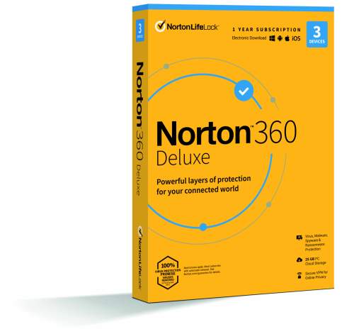 Norton 360 Deluxe 25GB CZ 1 uživatel pro 3 zařízení na 12 měsíců