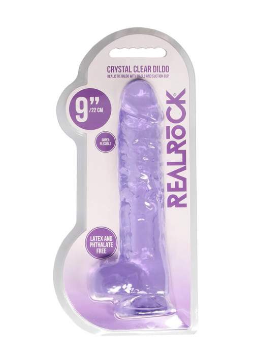REALROCK průsvitné realistické dildo fialové 22cm