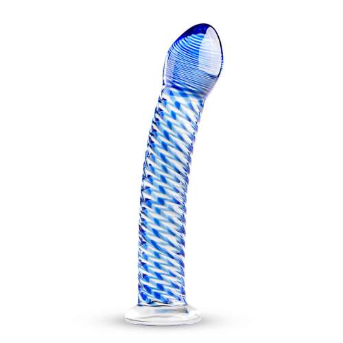 Gildo Glass No. 5 - spiral glass dildo (transparent-blue)