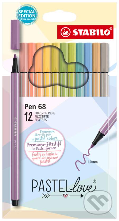 STABILO Pen 68 Vláknový fix Pastellove - sada 12 barev