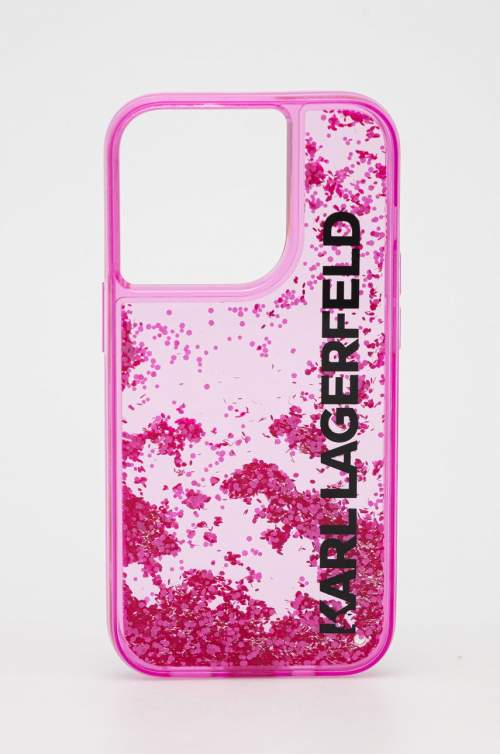 Karl Lagerfeld KLHCP14LLCKVF hard silikonové pouzdro iPhone 14 PRO 6.1" pink Liquid Glitter Elong