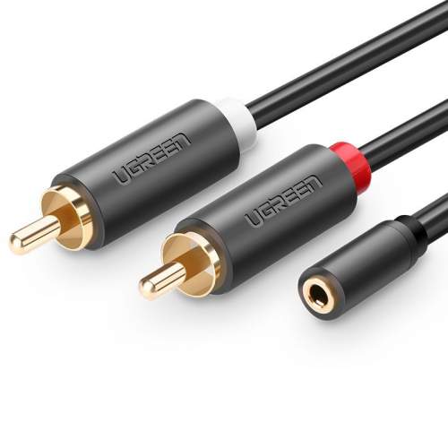 Ugreen AV102 audio kabel 3.5mm mini jack / 2RCA F/M 25cm, šedý (AV102 10561)