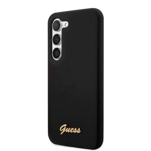 Guess GUHCS23MSLSMK Samsung Galaxy S23+ Plus černé pevné pouzdro silikonové Vintage zlaté logo
