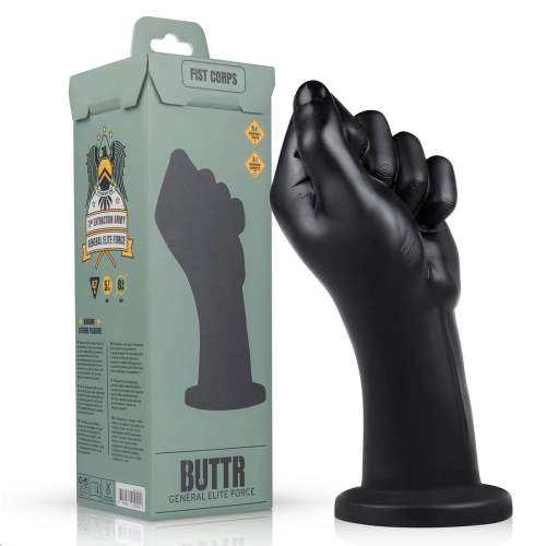 BUTTR Fist Corps, černé anální dildo – ruka s přísavkou 24 x 5,7–8,6 cm