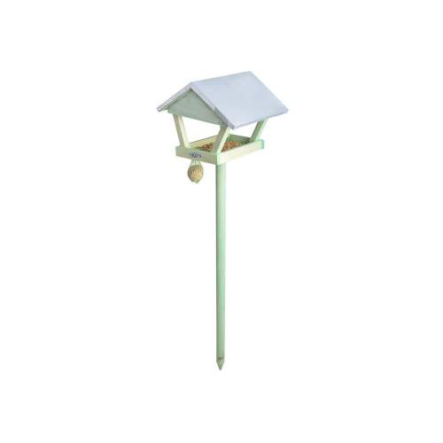 ESSCHERT DESIGN Krmítko "BEST FOR BIRDS" se zinkovou střechou - zapichovací - 28 x 28 x 119,5 cm