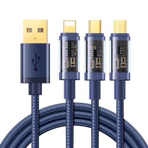 USB kabel Joyroom 3v1 – USB typu C / Lightning / micro USB 3,5 A 1,2 m modrý (S-1T3015A5)