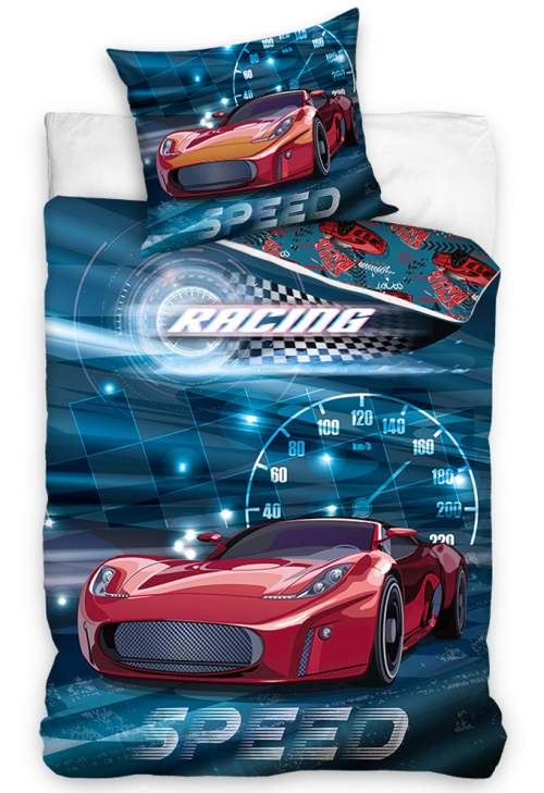 Carbotex · Bavlněné ložní povlečení Racing Speed - 100% bavlna - 70 x 90 cm + 140 x 200 cm