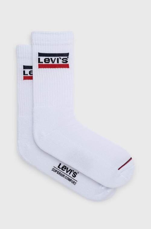 Levi's REGULAR CUT SPRTWR LOGO 2P Ponožky, bílá, velikost 39/42