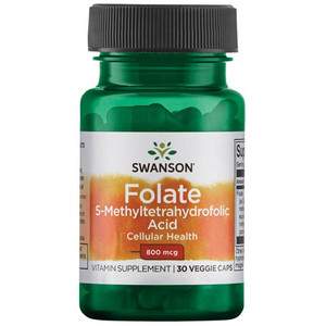 Swanson Folate (5-Methyltetrahydrofolic Acid) 30 ks, vegetariánská kapsle, 800 mcg