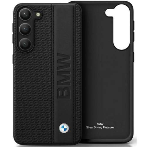 BMW BMHCS23S22RDPK hard silikonové pouzdro Samsung Galaxy S23 5G black Leather Textured & Stripe