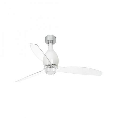 FARO MINI ETERFAN M LED, bílá/transparentní, stropní ventilátor s DC motorem SMART