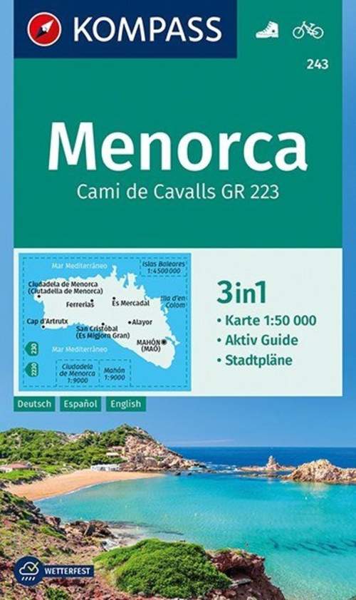 Kompass 243 Menorca 1:50 000 turistická mapa