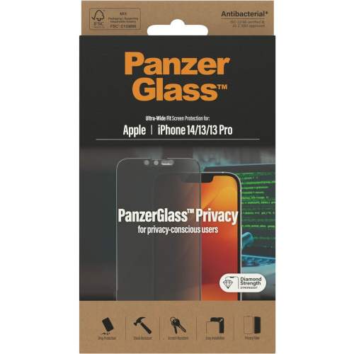 PanzerGlass Ultra-Wide Fit iPhone 14 / 13 Pro / 13 6,1" Privacy Screen Protection Antibacterial P2771