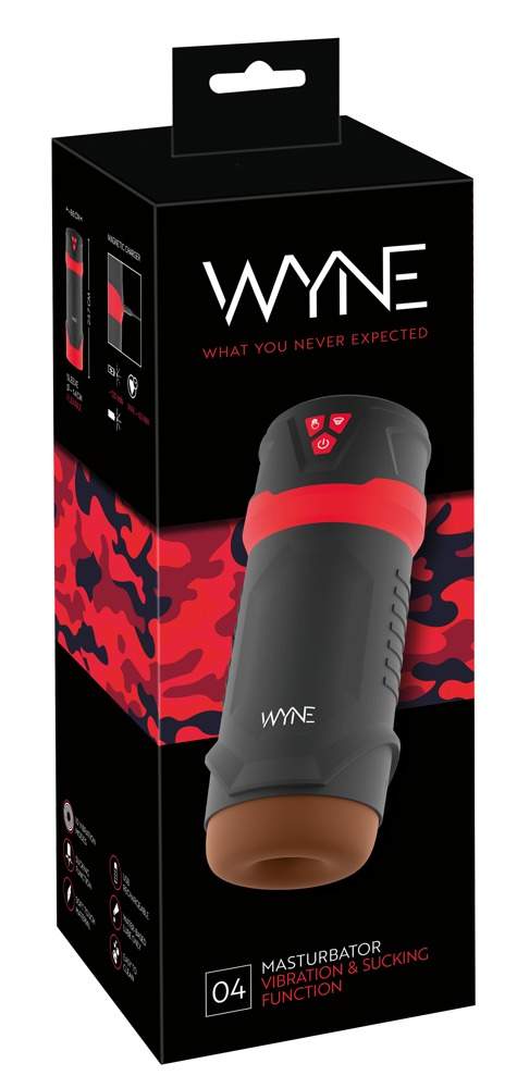 WYNE 04 - rechargeable, vibrating-suction masturbator (black-red)