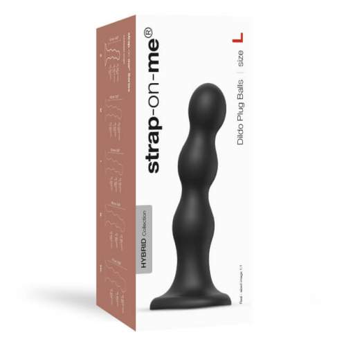 STRAP-ON-ME DILDO PLUG BALLS BLACK - L