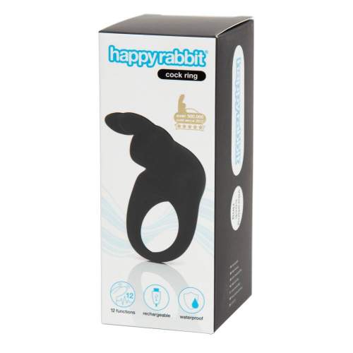 Happyrabbit Cock - rechargeable vibrating penis ring (black)