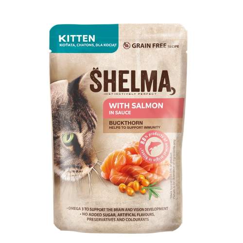 Shelma GF NMkapsa kočka Kitten losos/rakytník 28x85g