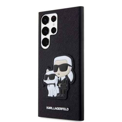 Karl Lagerfeld KLHCS23LSANKCPK Samsung Galaxy S23 Ultra pevný obal černý Saffiano Karl &amp; Choupette