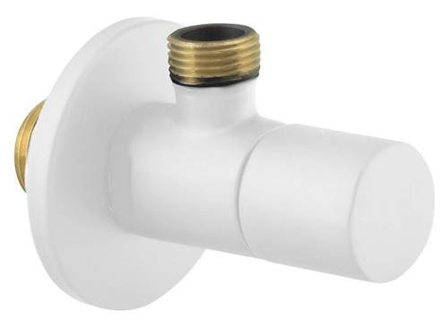 SAPHO Rohový ventil s rozetou, kulatý, 1/2"x3/8", bílá mat SL014